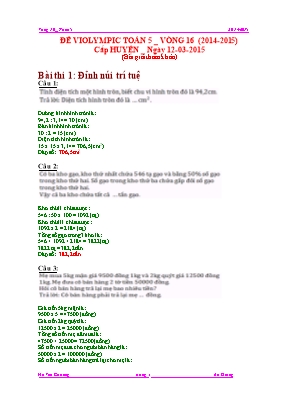 Đề thi violympic môn Toán Lớp 5 - Vòng 16 - Năm học 2014-2015